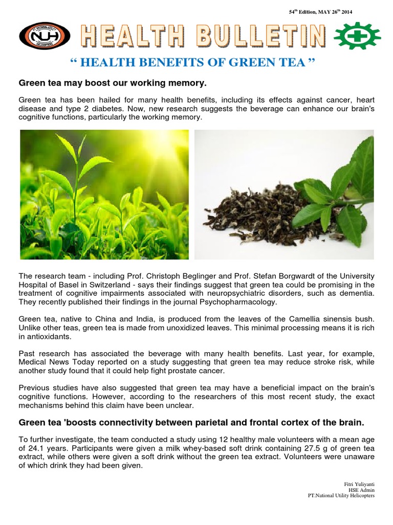 Green Tea's Impact on Working Memory | PDF | Working Memory | Lead