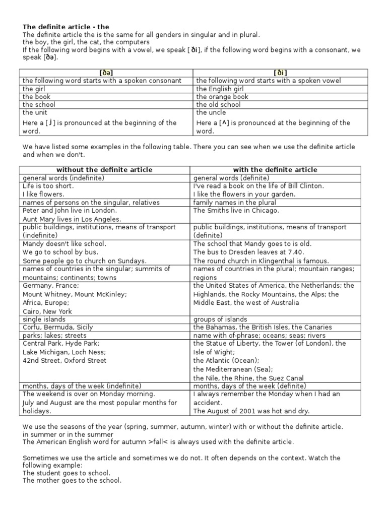 Understanding Definite and Indefinite Articles | PDF | Noun | Languages