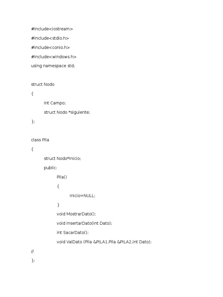 Implementación de Pila en C++ | PDF | Informática