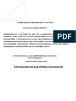 Listado Definitivo de Admitidos de Portugués Del Cuerpo de Profesores de Enseñanza Secundaria