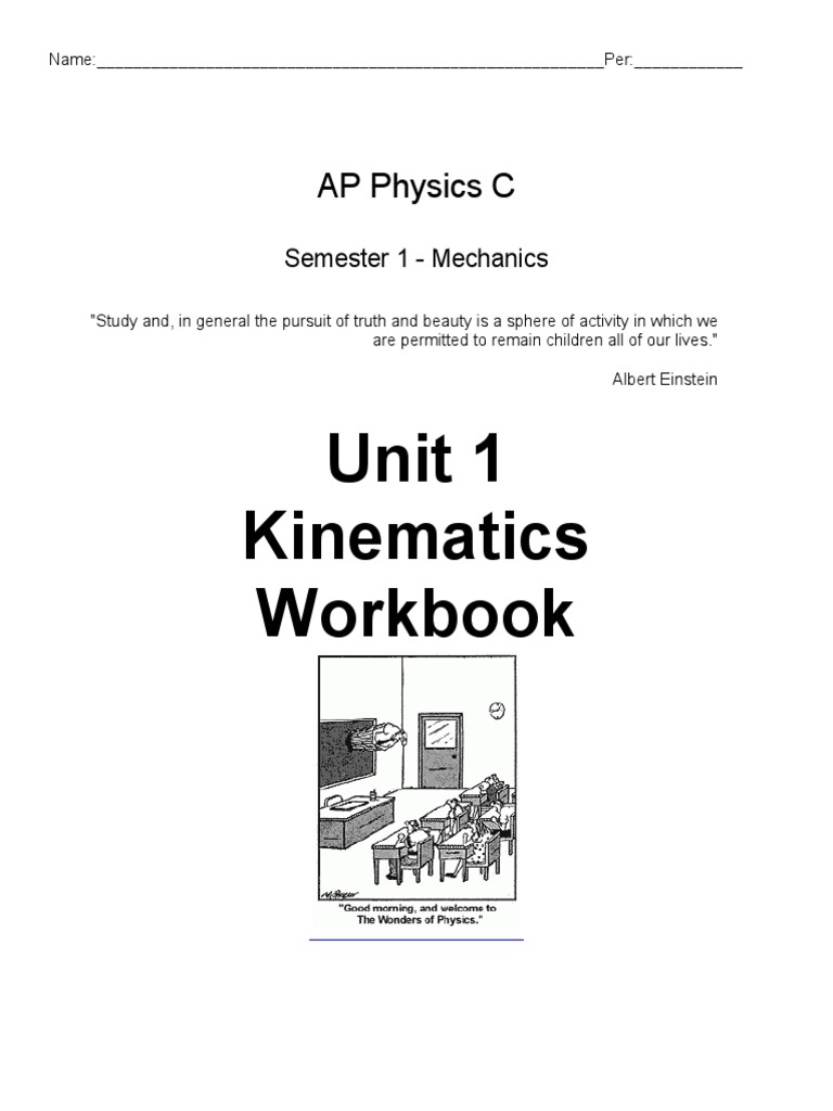 Unit 1 Kinematics Workbook: AP Physics C | PDF | Velocity | Acceleration