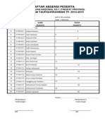 Daftar Absensi Peserta: SMP Islam Taufiqurrahman Tp. 2014-2015