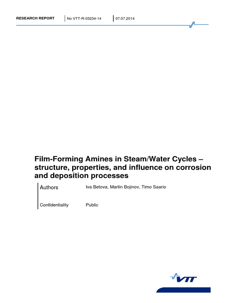 Film Forming Amine in Water or Steam Cycle PDF Pressurized Water