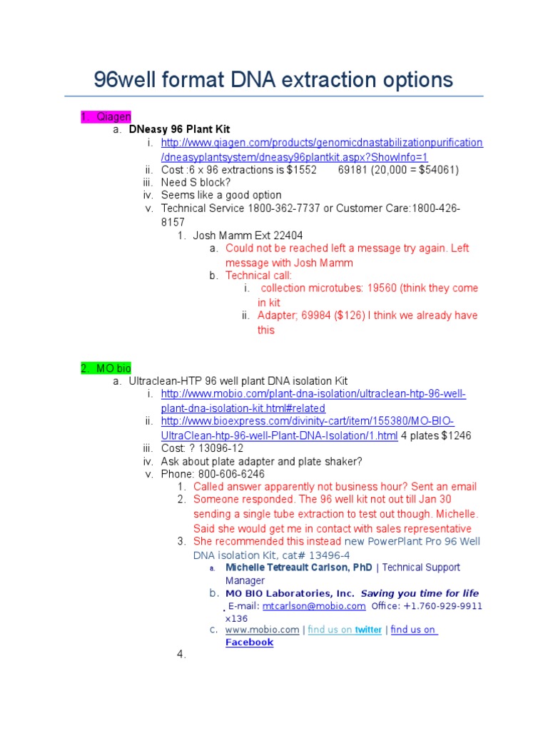 DNeasy 96 Plant Kit Overview | PDF | Genetics | Biology