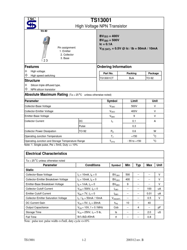 Datasheet 13003 | PDF