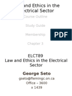 Law and Ethics in The Electrical Sector: Course Outline Study Guide Membership