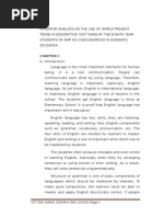 Download An Error Analysis on the Use of Simple Present Tense in Descriptive Text Made by the Eighth Year Students of Smp 45 3 Kedungpring in Academic 2013 by Dwi Nurul SN253497801 doc pdf