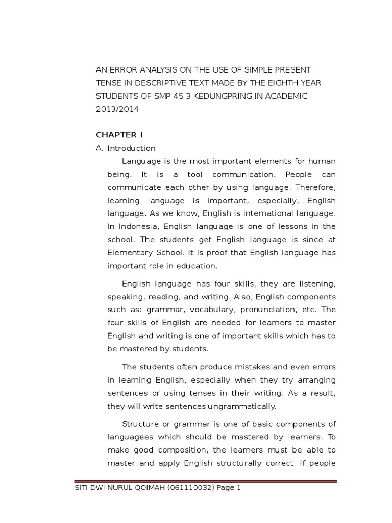 Error Analysis of Simple Present Tense | PDF | English Language ...