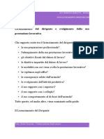 Licenziamento Del Dirigente e Svolgimento Della Sua Prestazione Lavorativa