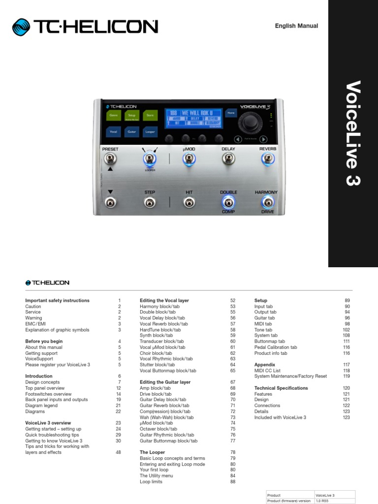 Tc Helicon Voicelive 3 Reference Manual English Electromagnetic Interference Ac Power Plugs And Sockets