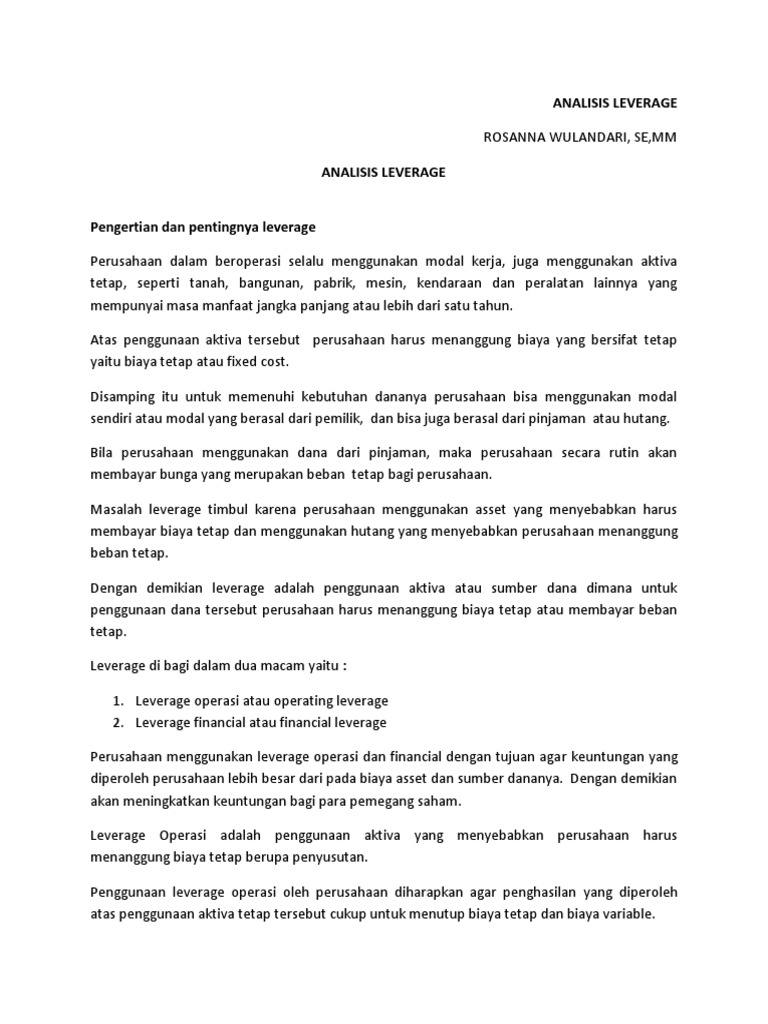 Analisis Leverage