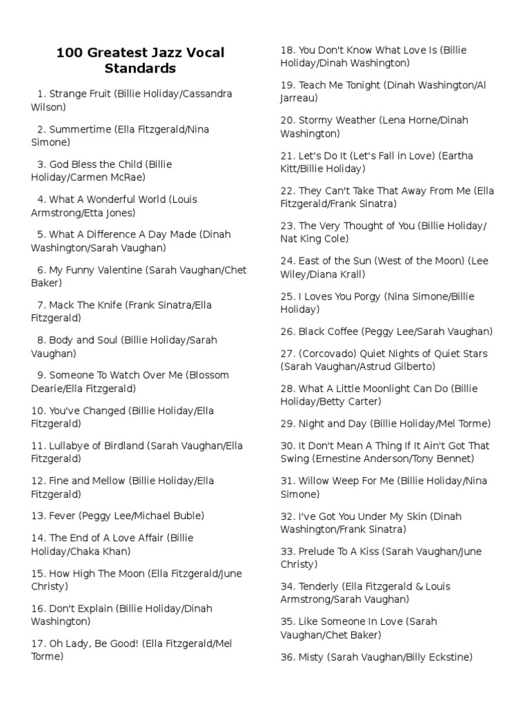 100 Greatest Jazz Vocal Standards