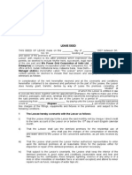 Lease Agreement Format - Lease Deed Form