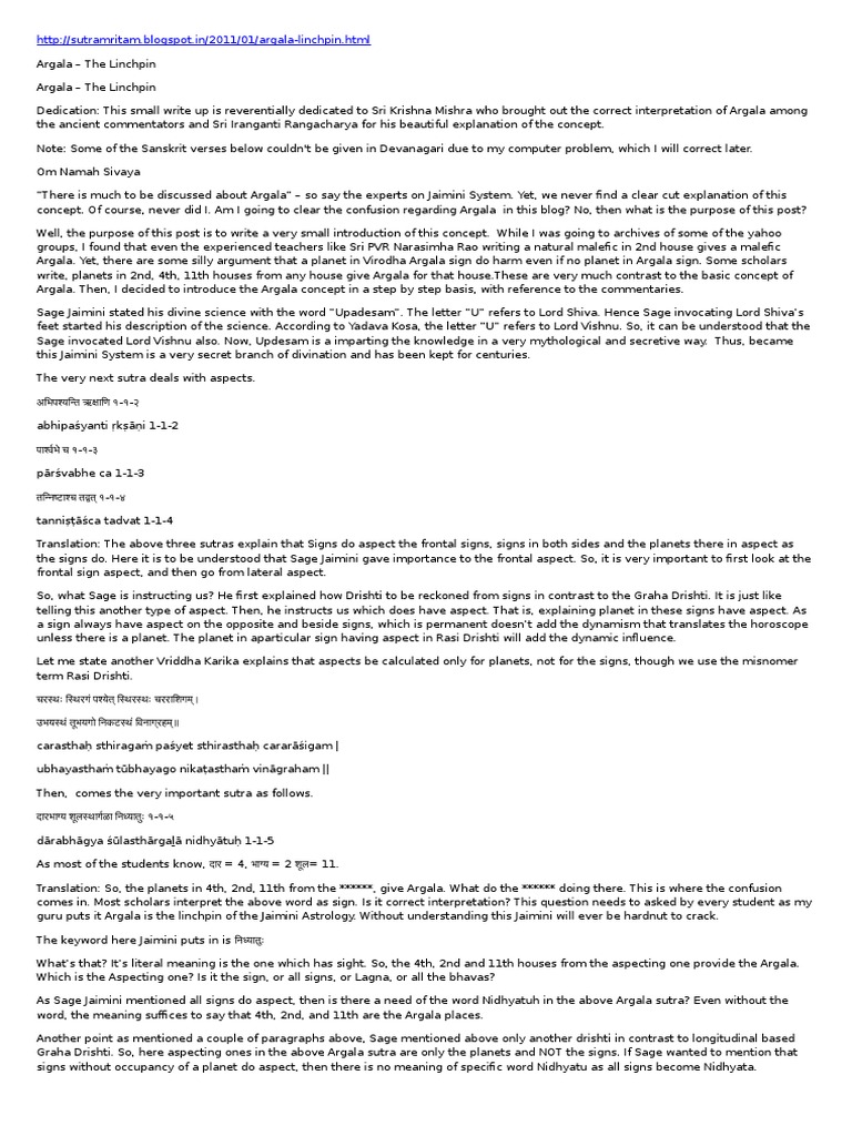 Argala The Linchpin PDF Astrology Indian Religions