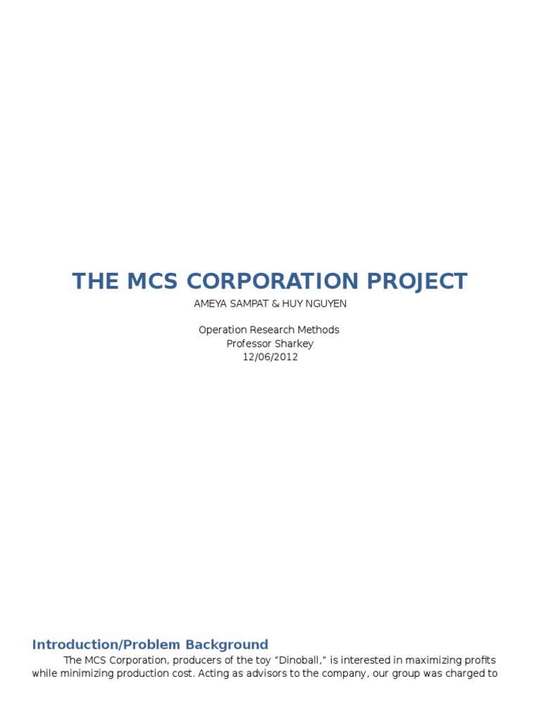 OR Final Project Back Work | PDF