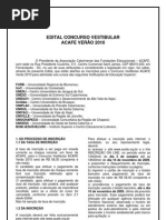 Edital Concurso Vestibular Acafe VerÃo 2010