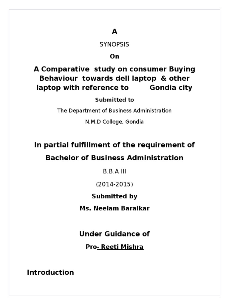 a Study on Consumer Behaviour with Reference