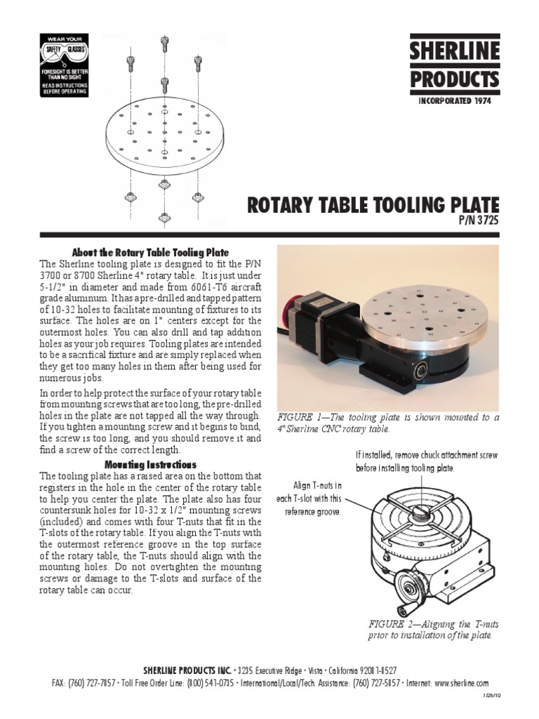 Sherline Rotary Table Tooling Plate Guide | PDF | Technology & Engineering