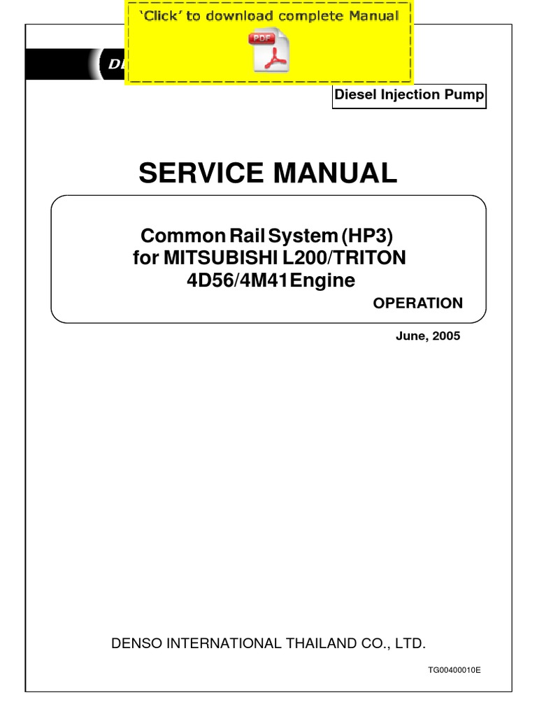 DENSO Common Rail Mitsubishi L200 Triton 4D56 4M41 Service Manual Pages |  Throttle | Fuels