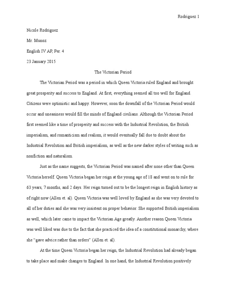Victorian Age Essay | PDF | Realism (Arts) | Victorian Era