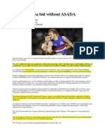 AFL Held Plea Bid Without ASADA: By: Chip Le Grand From: January 24, 2015 12:00AM