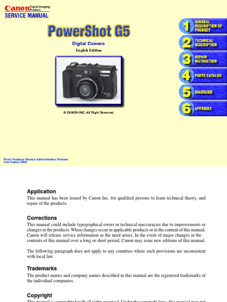 ... Service Manual-6. Canon PS G5 | Image Resolution | Exposure  (Photography)