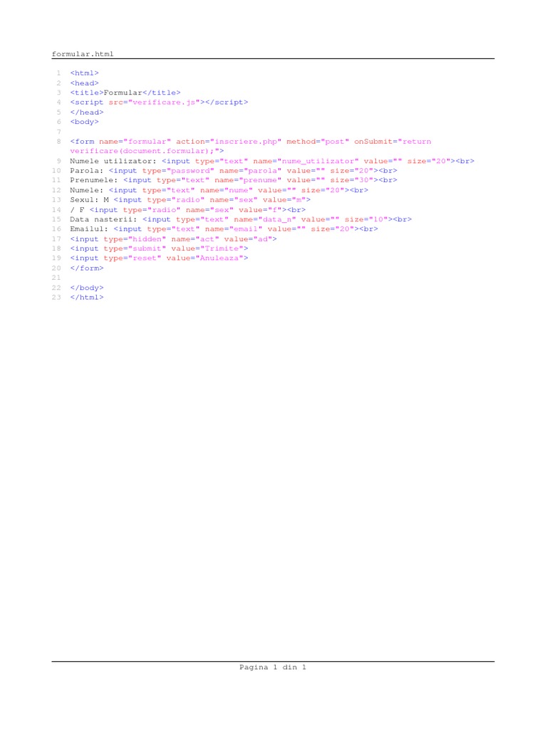User Registration Form HTML Code | PDF