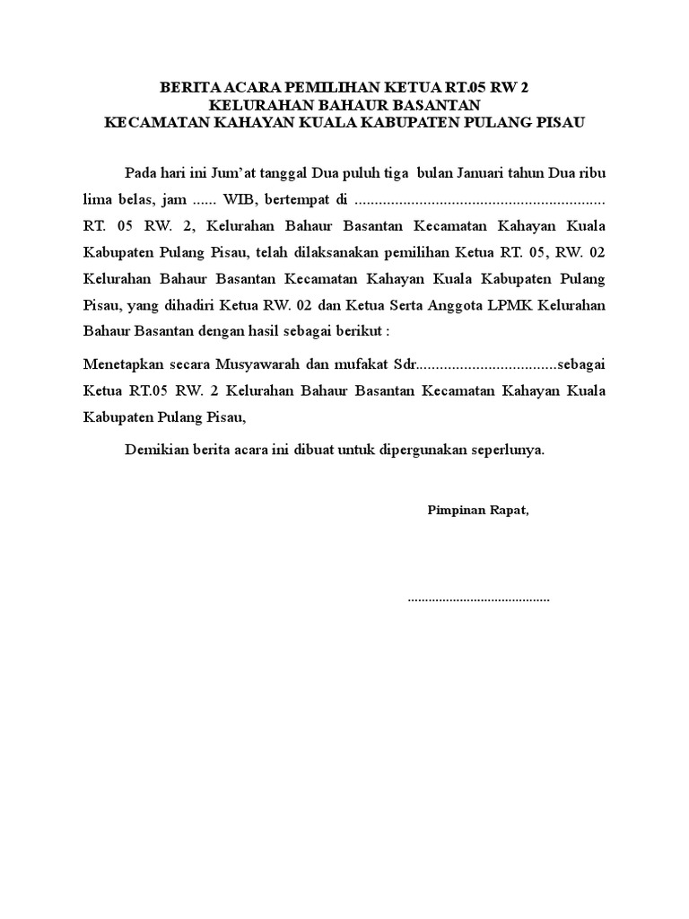 Berita Acara Pemilihan Ketua RT