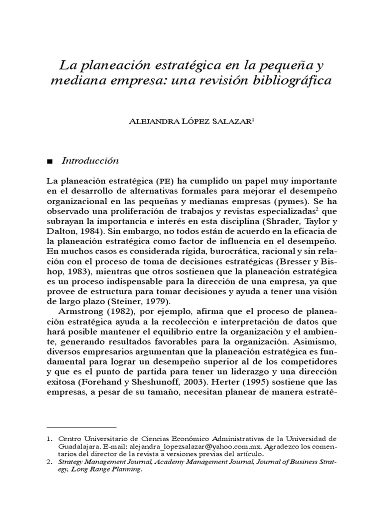 Planeacion Estrategica en Una Pyme | PDF | Crecimiento personal y ...