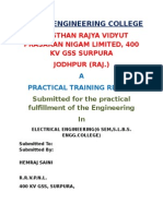 Practical Training Report at 400 KV GSS Surpura for Electrical Engineering