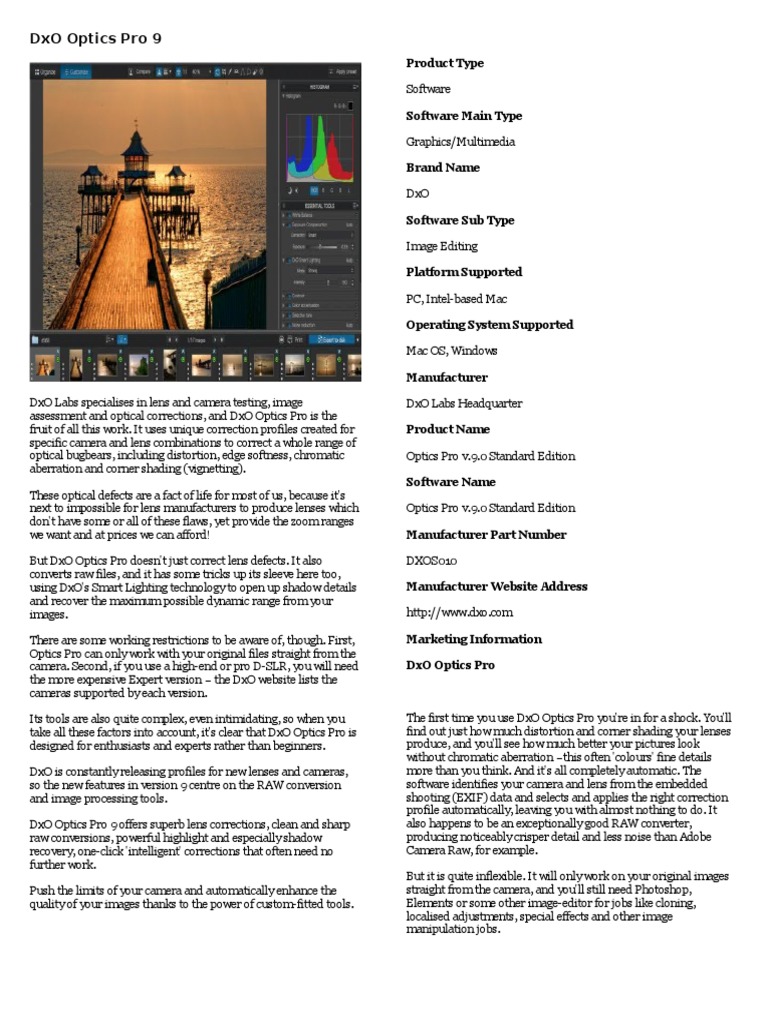 DxO Optics Pro 9: Advanced Photo Editing | PDF | Adobe Photoshop | Raw ...