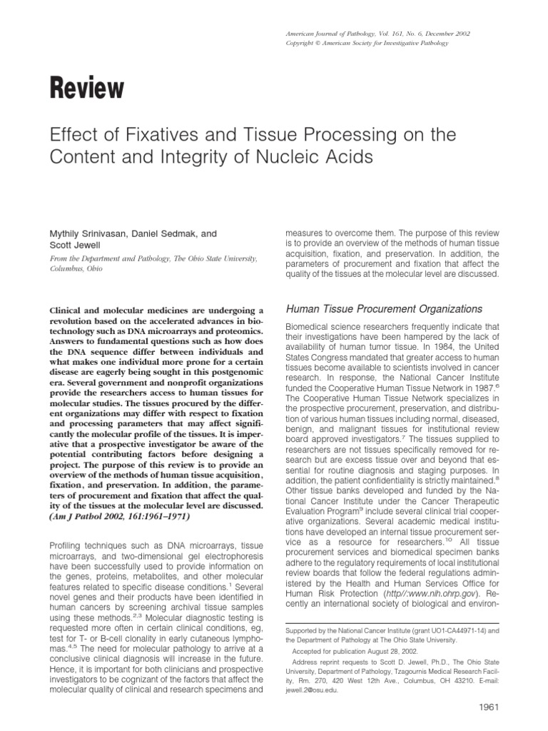 Tissue PDF PDF Fixation (Histology) Formaldehyde