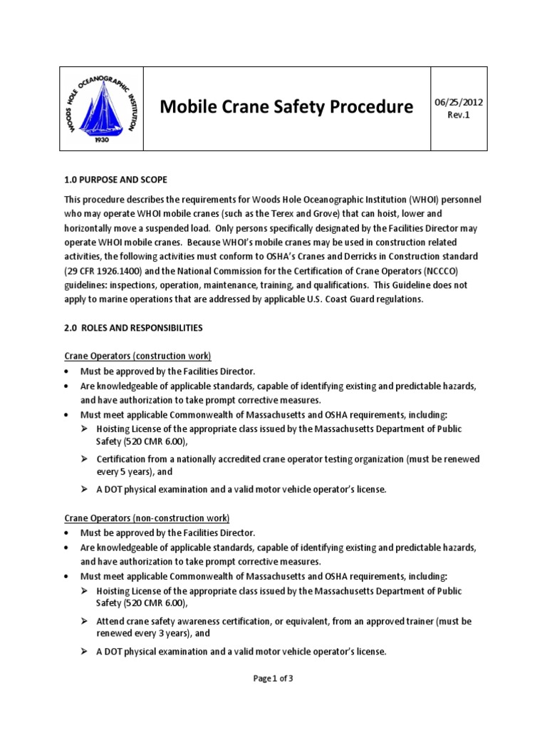 Sop Crane | PDF | Technology & Engineering