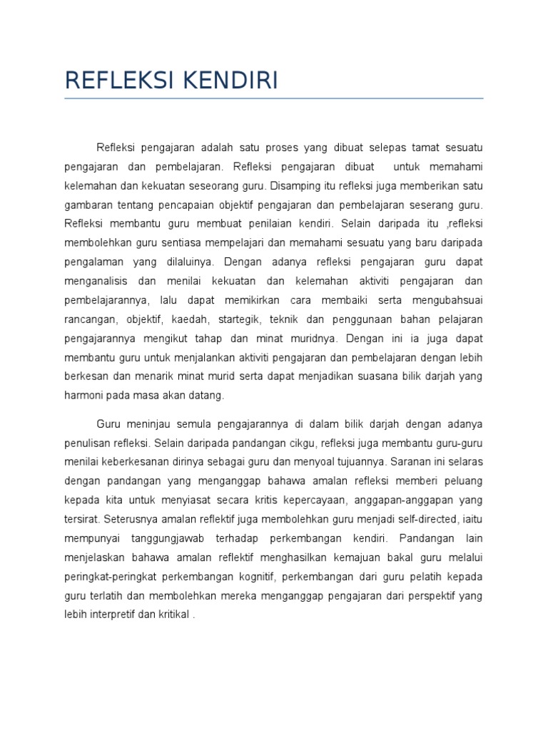 Refleksi Kendiri Selepas Pdp Pdf
