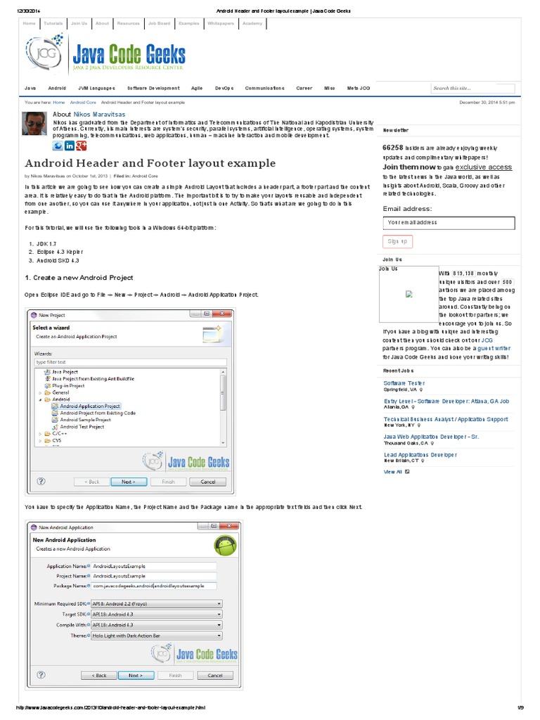 Android Header and Footer Layout Example - Java Code Geeks | PDF | Java ...