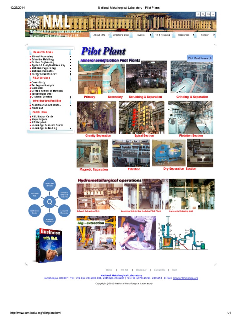 National Metallurgical Laboratory - Pilot Plants | PDF | Computers ...