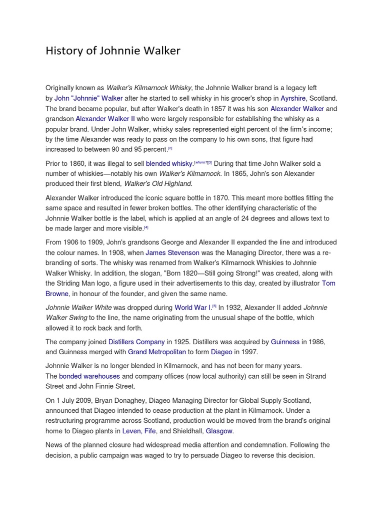 History of Johnnie Walker | PDF | Whisky | Barley Based Drinks