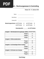 Schularbeit Rechnungswesen & Controlling Mit LÖSUNG