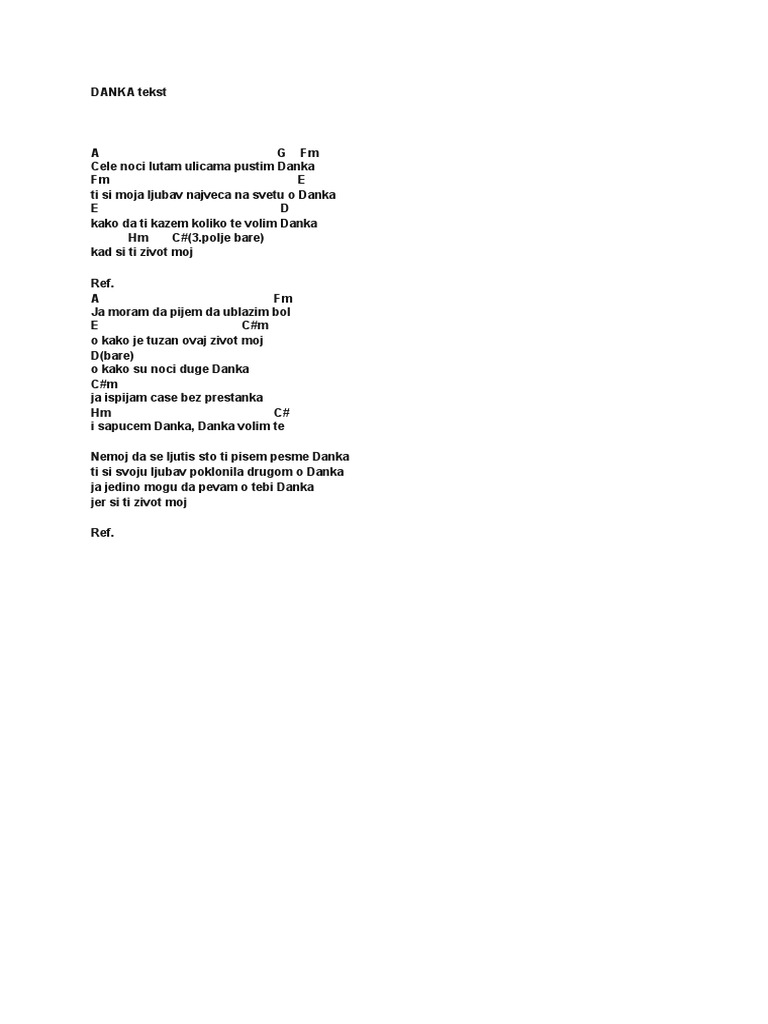 DANKA Toma Zdravkovic Akordi