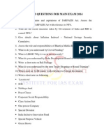 Expected Questions for Main Exam 2014