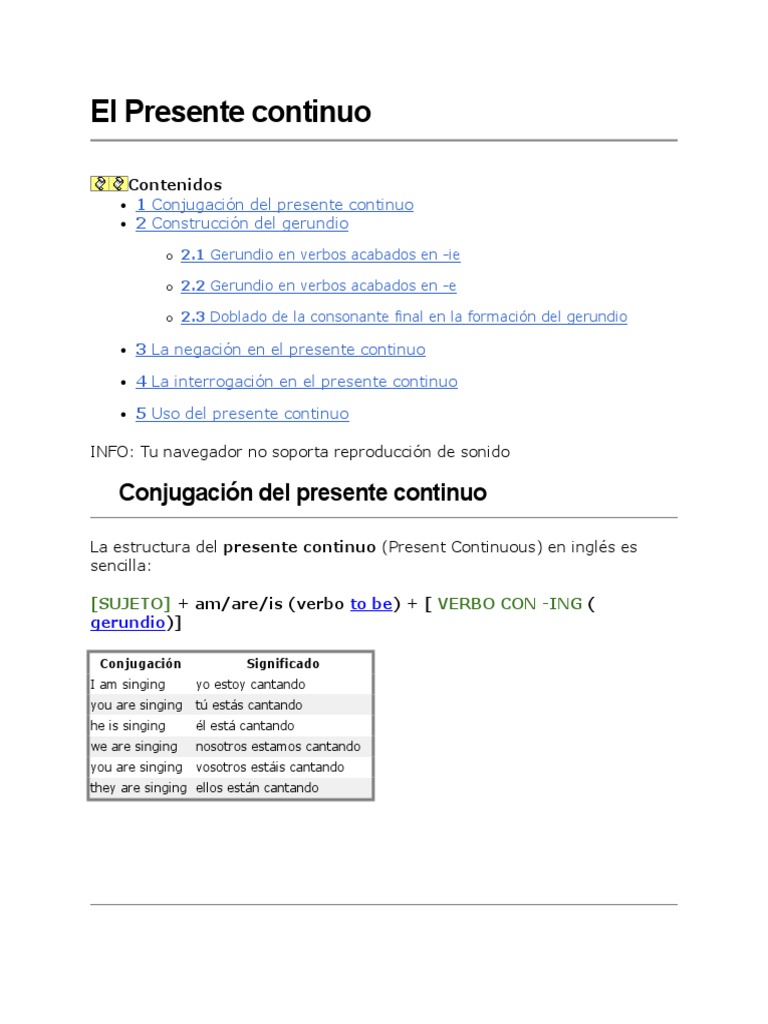 Estructura y Uso del Presente Continuo | PDF | Verbo | Gramática