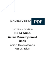 Monthly Report: RETA 6465 Asian Development Bank