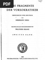 Die Fragmente Der Vorsokratiker: Griechisch Und Deutsch (Zweiter Band) - Hermann Diels & Walther Kranz