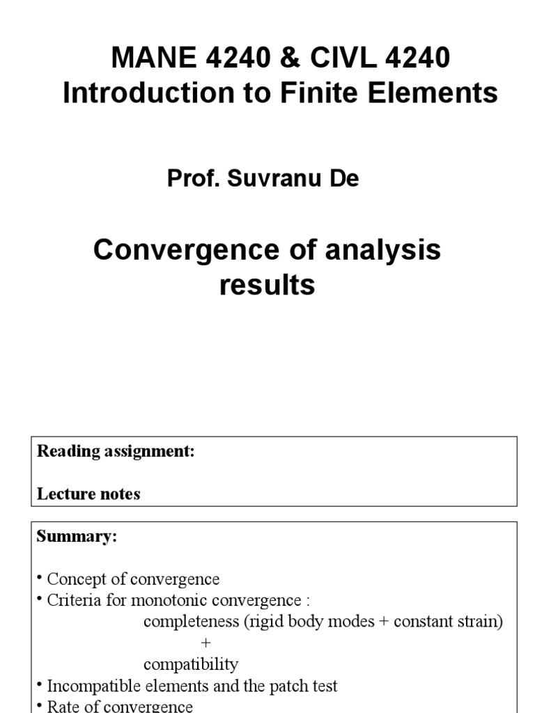 Fem Convergence | PDF | Finite Element Method | Stress (Mechanics)