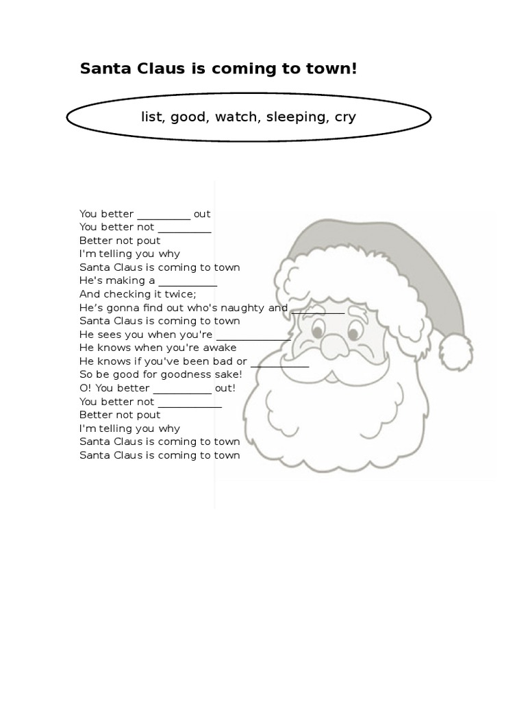Santa Claus is Coming to Town Lyrics | PDF