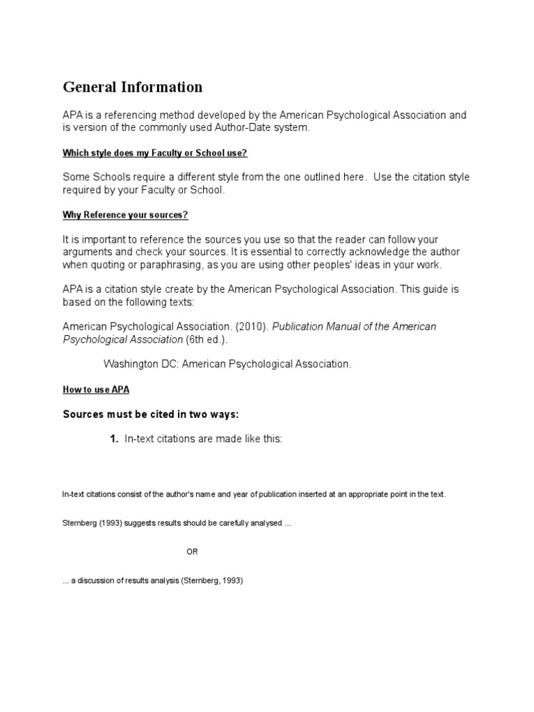 General Information American Psychological Association