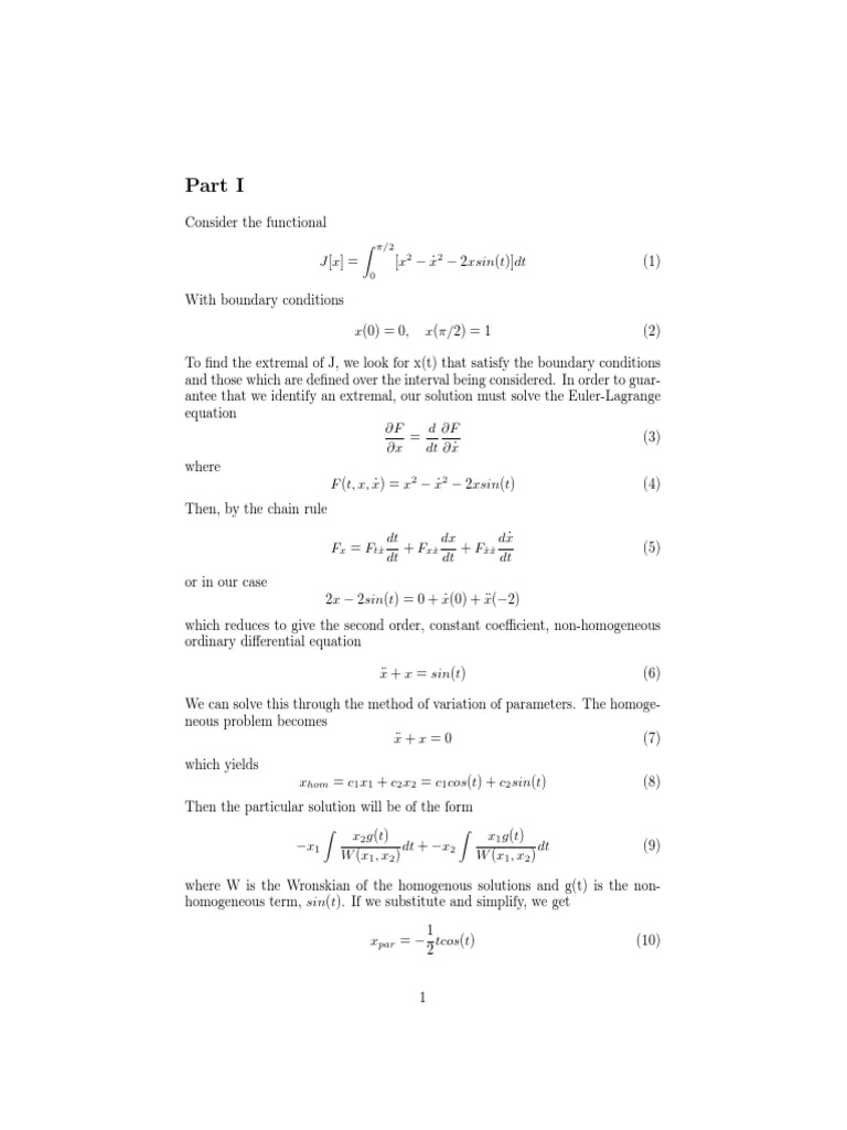 Calculus of Variations examples Calculus Of Variations Euler