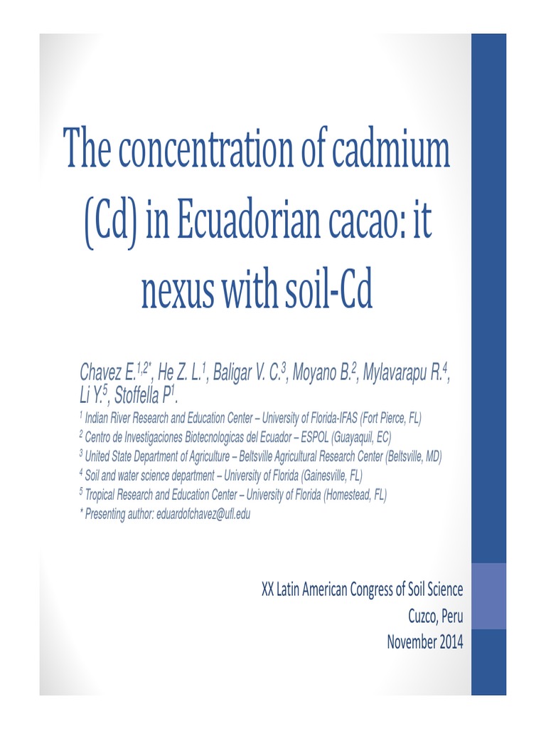 Cadmium in Cacao Beans PDF Cadmium Cocoa Bean