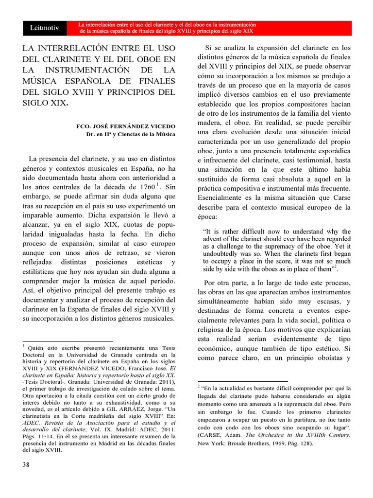 Clarinete y Oboe en la Música Española | PDF | Oboe | Clarinete
