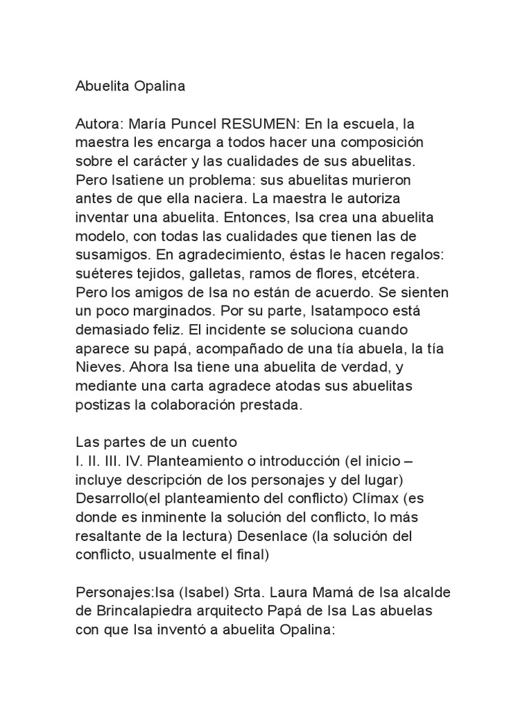 Resumen La Abuelita Opalina